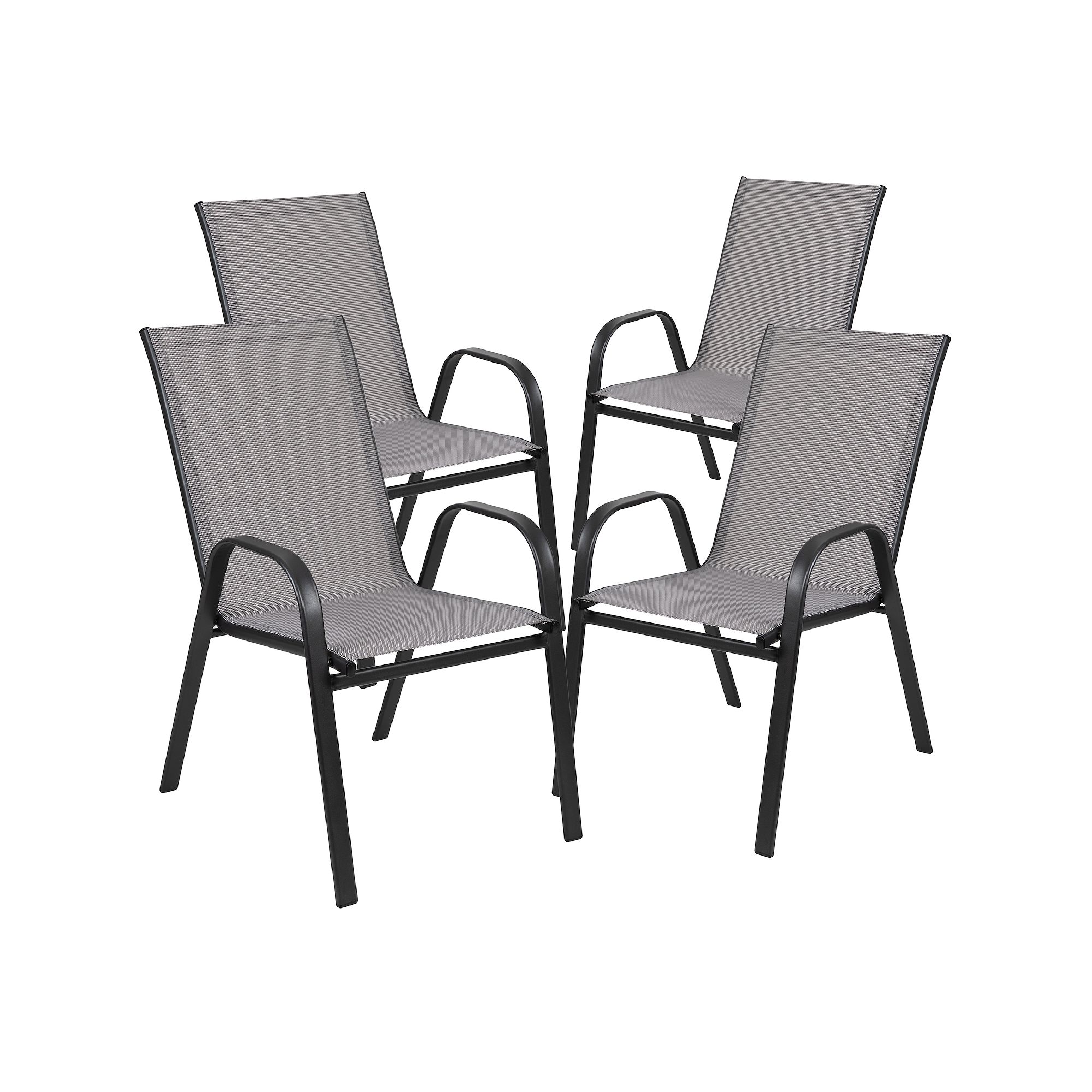 Flash Furniture Brazos Flex Comfort Outdoor Stack Patio Chair 4-piece Set, 