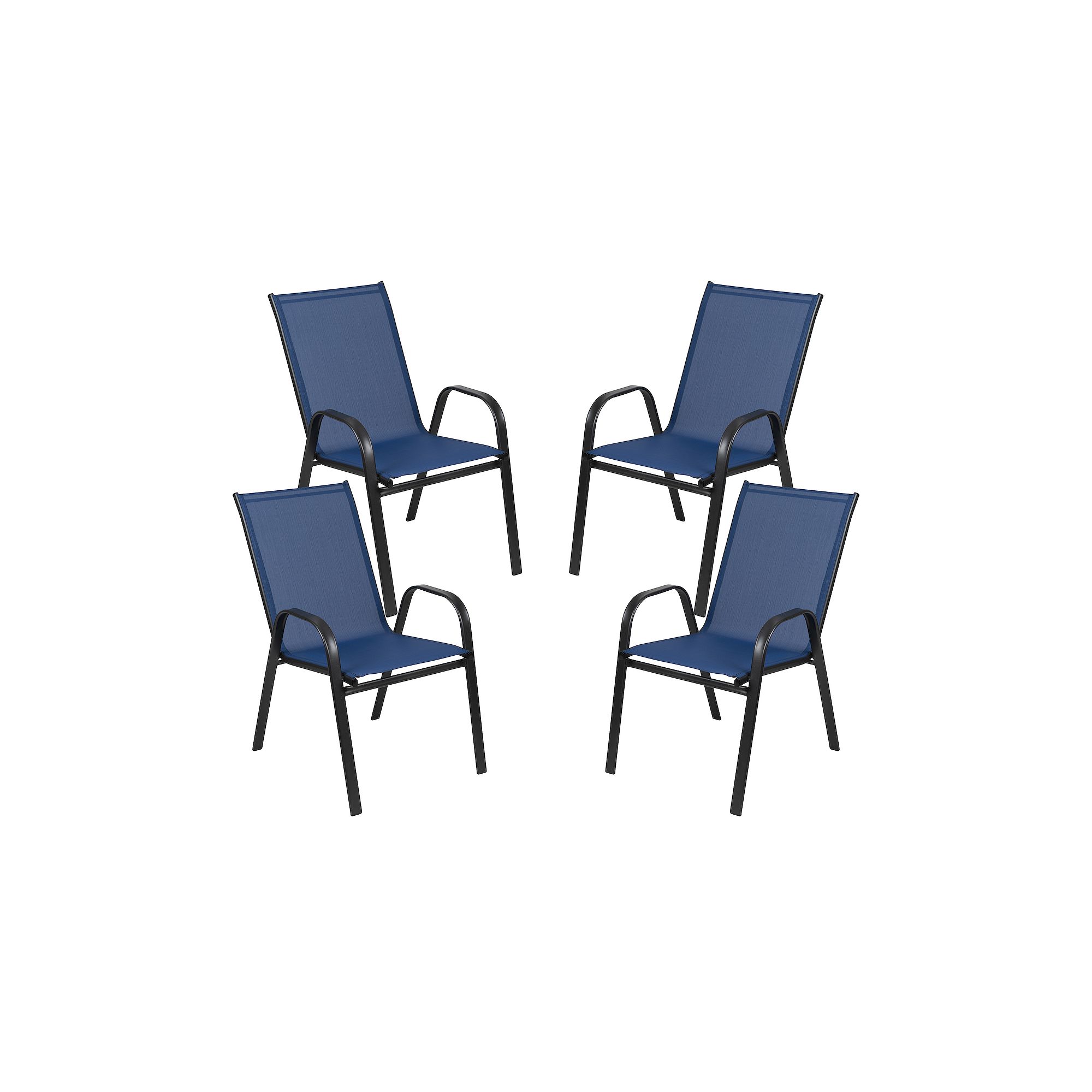 Flash Furniture Brazos Flex Comfort Outdoor Stack Patio Chair 4-piece Set, 