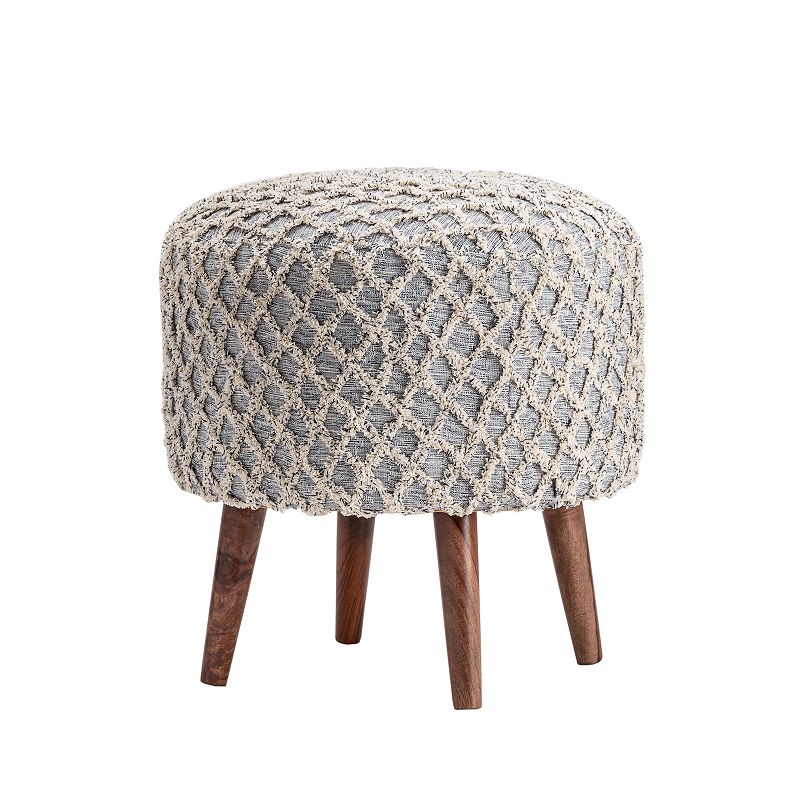 Evolution by Crestview Ellie Fabric Diamond Stool in Gray