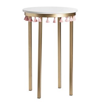Saffron Tassels Marble Top End Table