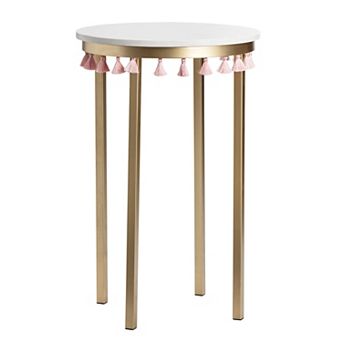 Saffron Tassels Marble Top End Table