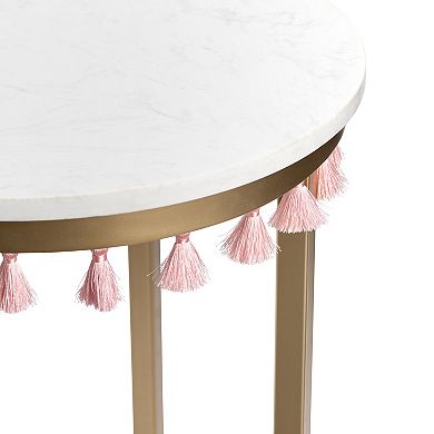 Saffron Tassels Marble Top End Table