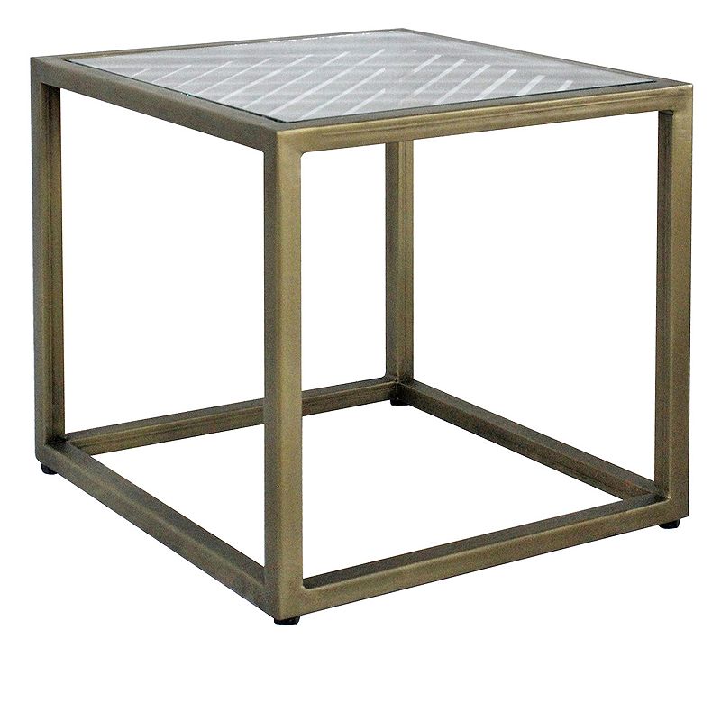 Christian Striped End Table, Beig/Green