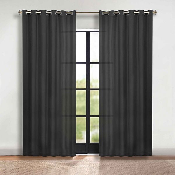 SUPERIOR Solid 2-Pack Grommet Room Darkening Curtain Set - Black (52X120)