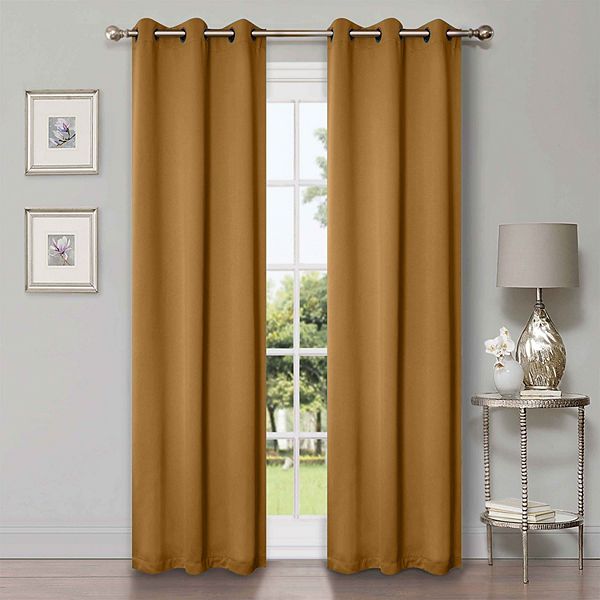 Superior Solid Blackout Curtains, Set of 2, 46" X 96", Caramel Brown