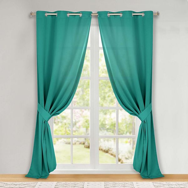 Superior Solid Blackout Curtains, Set of 2, 52" X 96", Cerulean Blue