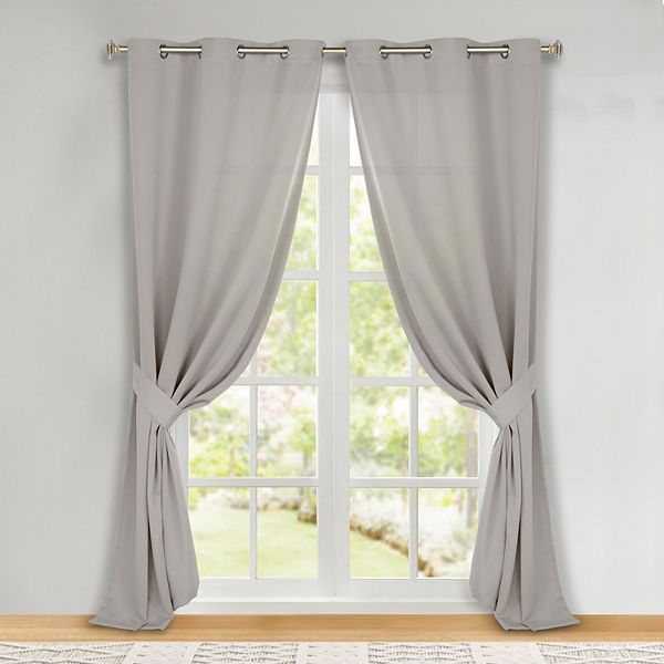 SUPERIOR Solid 2-Pack Grommet Room Darkening Curtain Set - Chrome (70X84)