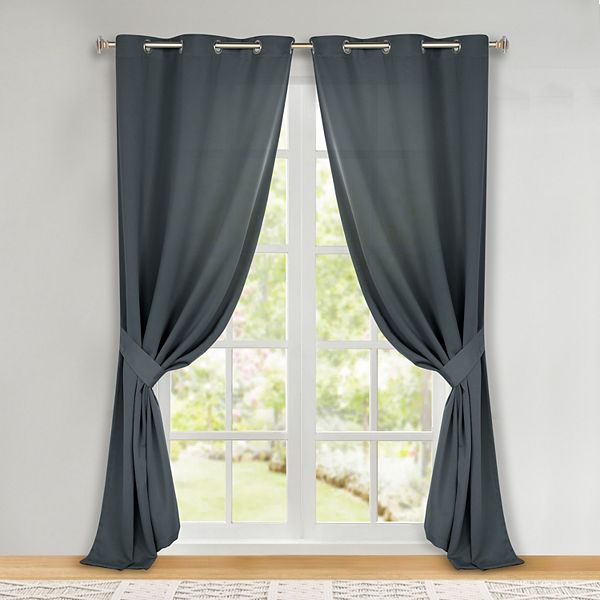 Superior Solid Blackout Curtains, Set of 2, 42" X 63", Gray