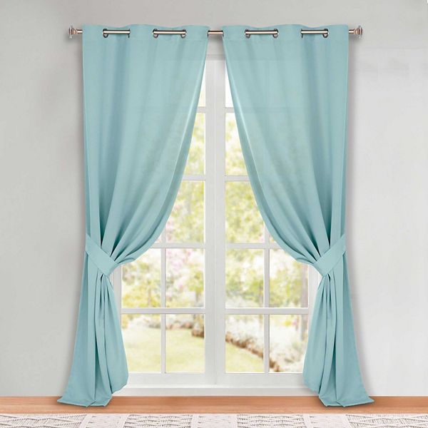Superior Solid Blackout Curtains, Set of 2, 52" X 108", Green Lily