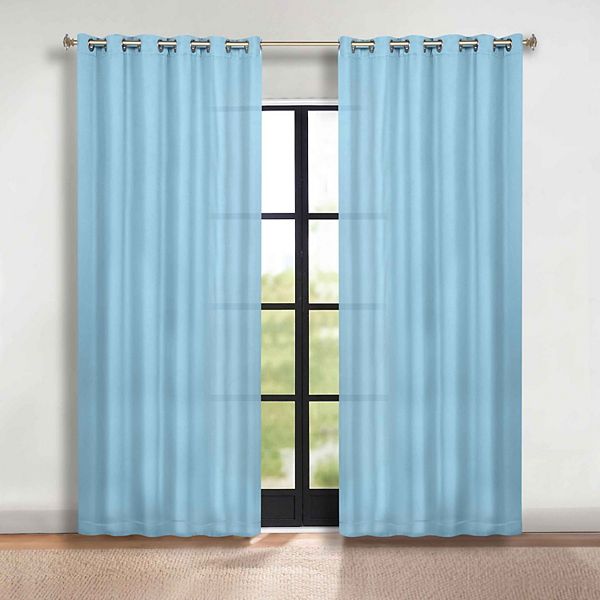 Superior Solid Blackout Curtains, Set of 2, 42" X 96", Light Blue