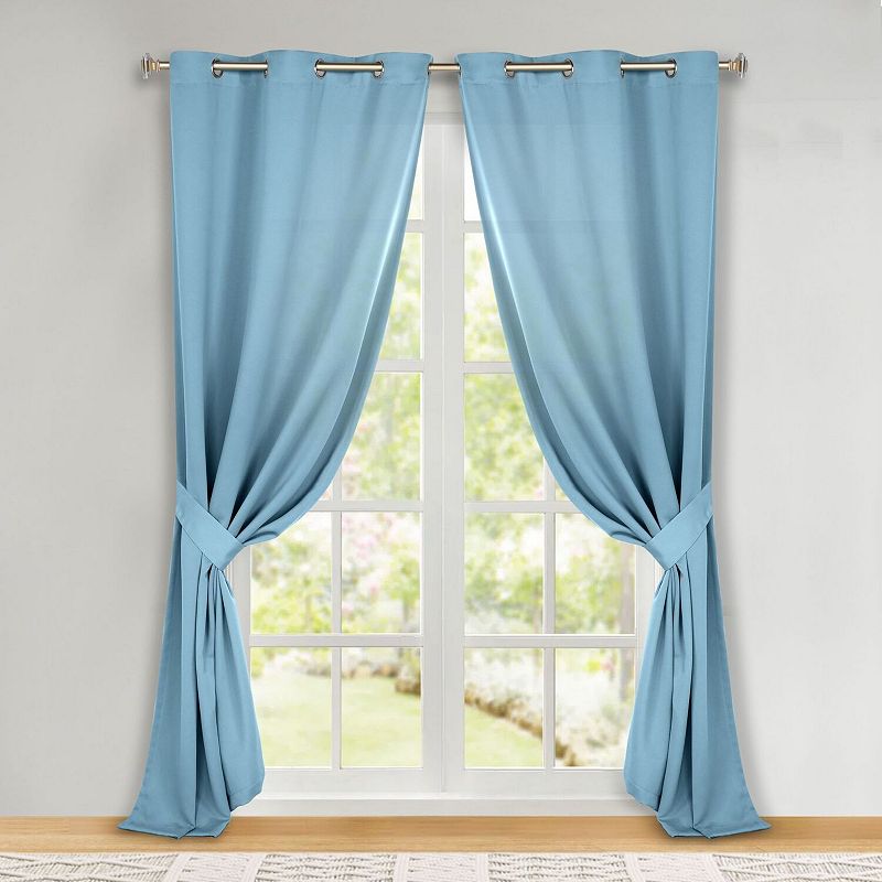 superior blackout solid light filtering grommet curtain panel set  52 x 72   light blue