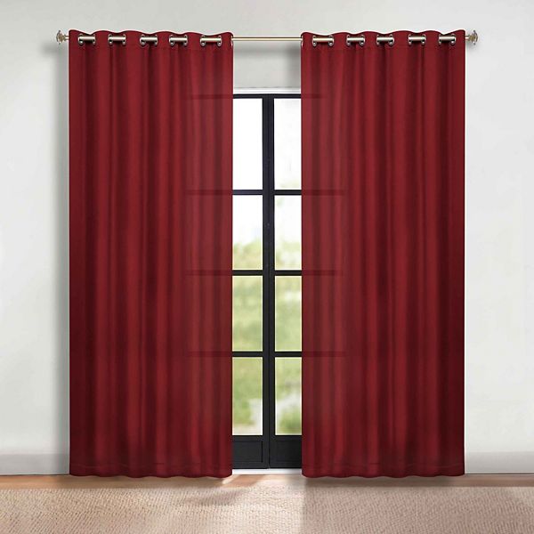 SUPERIOR Solid 2-Pack Grommet Room Darkening Curtain Set - Sangria (46X108)