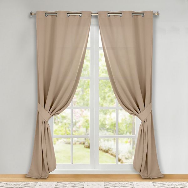 SUPERIOR Solid Insulated Thermal 2-Piece Blackout Grommet Window Curtain Panels - Smoked Ash (52X72)