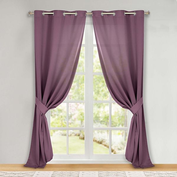 Superior Modern/Transitional 2 Pieces Solid Print Blackout Curtain Set