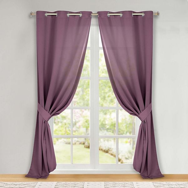 Superior Solid Blackout Curtains, Set of 2, 52" X 108", Wisteria