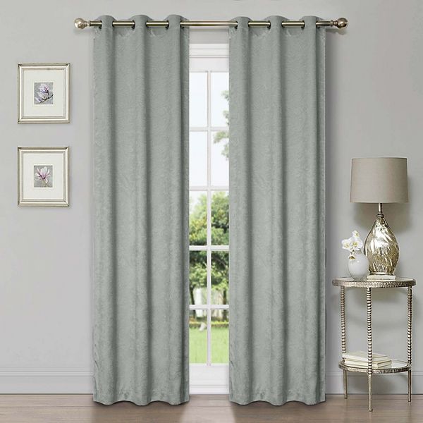 Superior Waverly Blackout Curtains, Rod Pocket, Set of 2, 52" x 120", Chrome