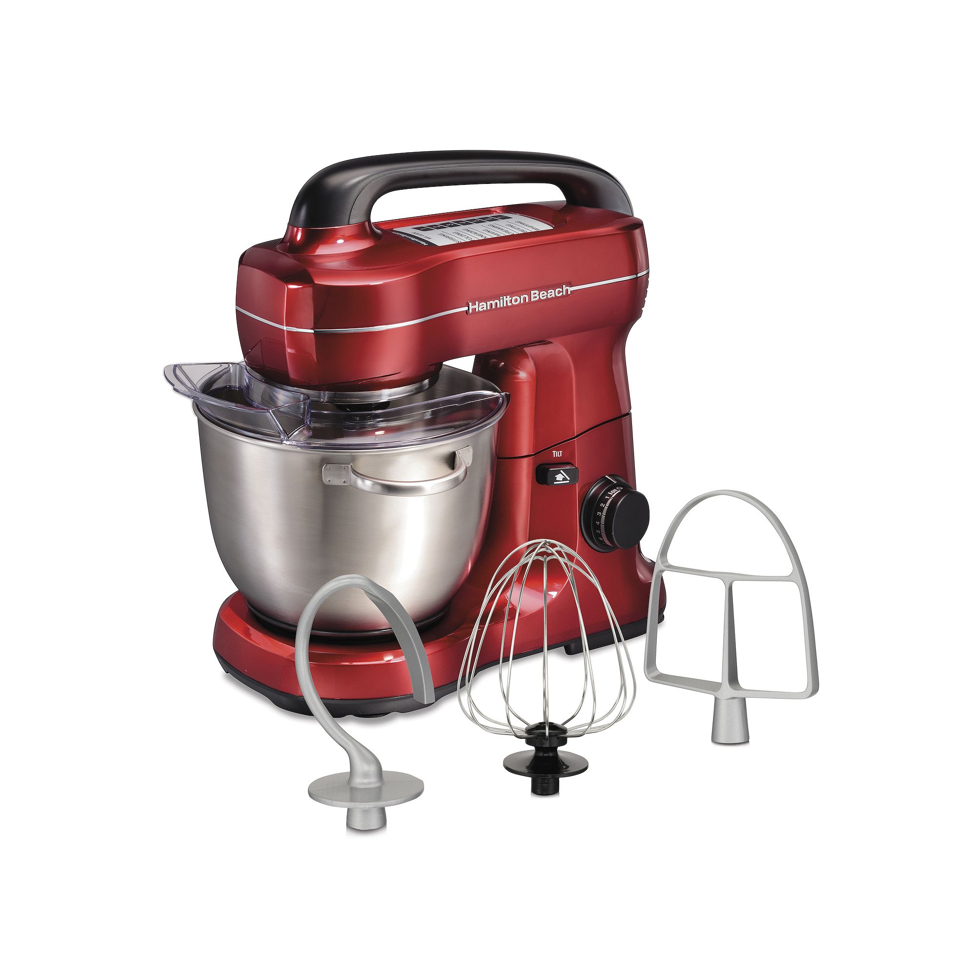 Hamilton Beach 7-Speed Stand Mixer & Attachments, Red