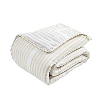 Lush Decor Farmhouse Drew Stripe Silver-Infused Antimicrobial Throw