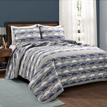 Lush Decor Stone Age Dinosaur Reversible Quilt Set with Shams