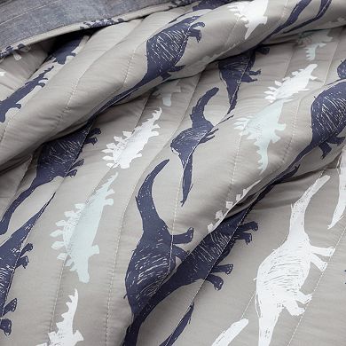 Lush Decor Stone Age Dinosaur Reversible Quilt Set with Shams