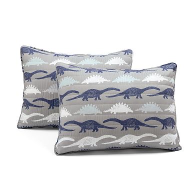 Lush Decor Stone Age Dinosaur Reversible Quilt Set with Shams