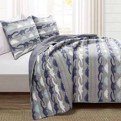 Lush Decor Stone Age Dinosaur Reversible Quilt Set with Shams