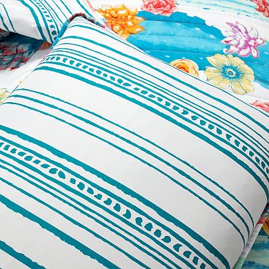 Lush Decor Southwest Vibrant Cactus Reversible Oversized Quilt Set with Shams