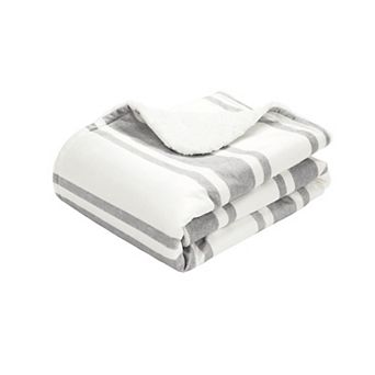 Lush Decor Farmhouse Stripe Soft Sherpa Blanket