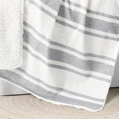 Lush Decor Farmhouse Stripe Soft Sherpa Blanket