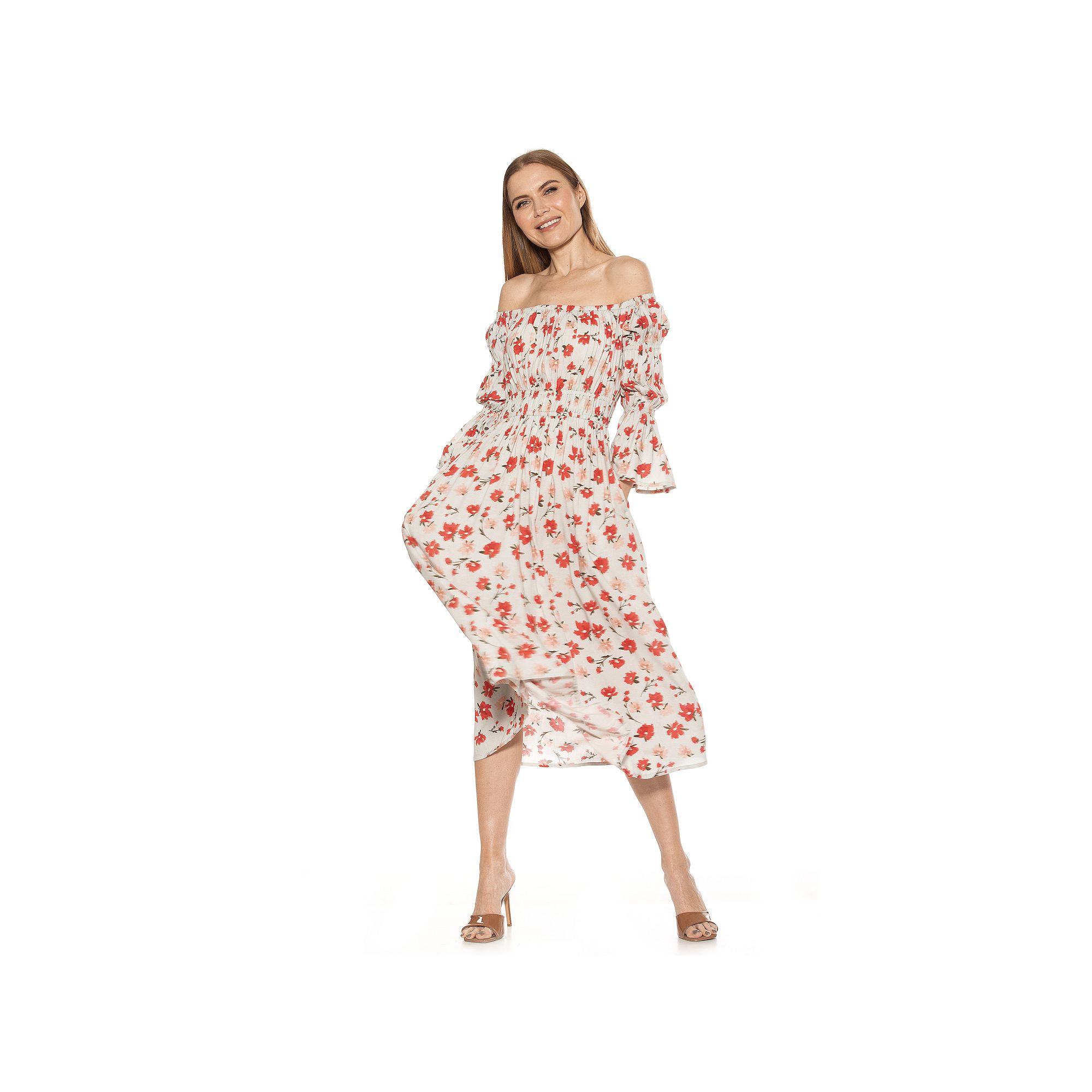 Womens ALEXIA ADMOR Rey Off-the-Shoulder Midi Dress, Size: 6, Green Floral