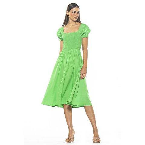 Женские платья ALEXIA Women's ALEXIA ADMOR Ali Smocked Puff Sleeve Fit & Flare Dress