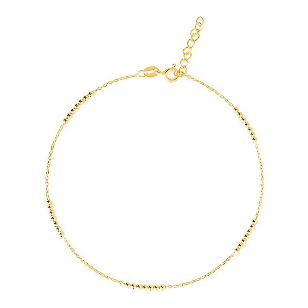 PRIMROSE 18k Gold Over Silver Beaded Station Chain Anklet