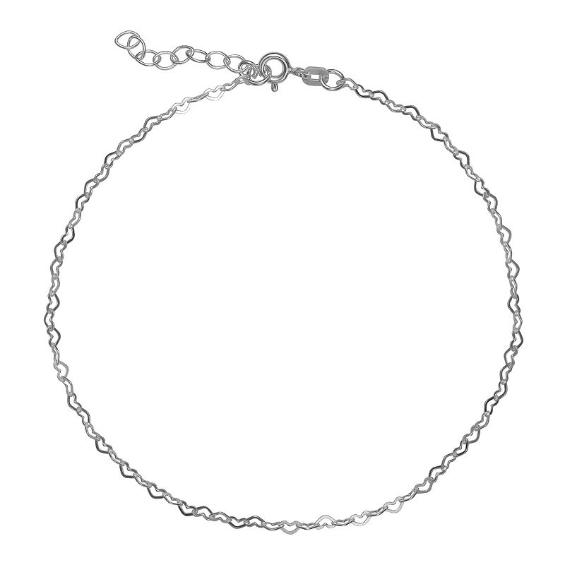 PRIMROSE Sterling Silver Open Heart Link Choker Chain Necklace, Womens, S
