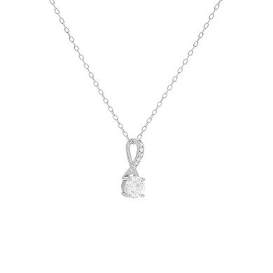 PRIMROSE Sterling Silver Pave Cubic Zirconia Twisted Bale Pendant Necklace