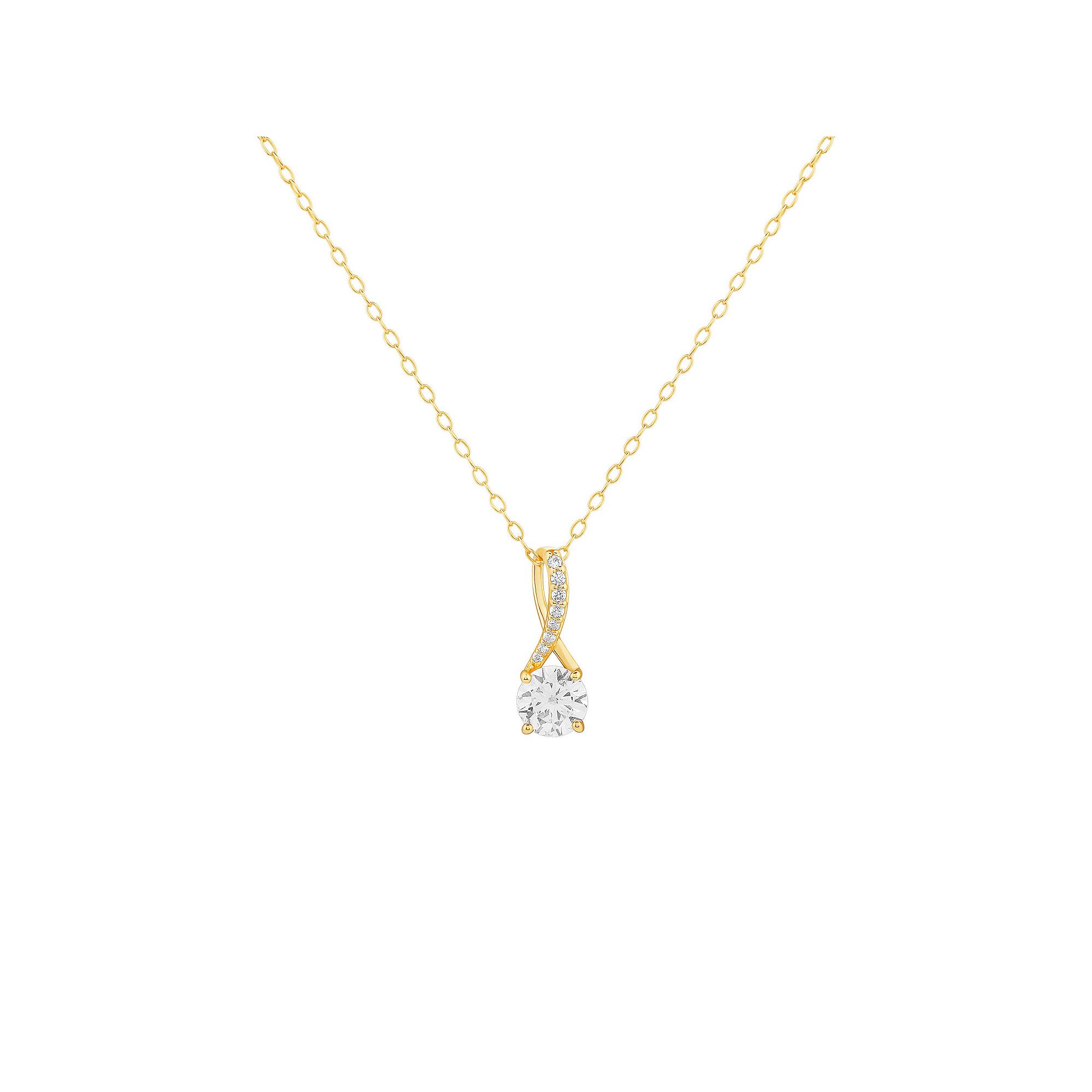 PRIMROSE Sterling Silver Pave Cubic Zirconia Twisted Bale Pendant Necklace