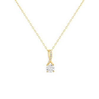 PRIMROSE Sterling Silver Pave Cubic Zirconia Twisted Bale Pendant Necklace