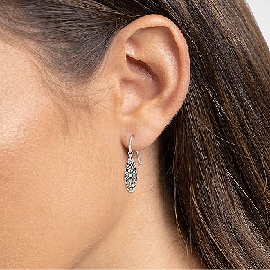 PRIMROSE Sterling Silver Oxidized Filigree Flower Drop Earrings