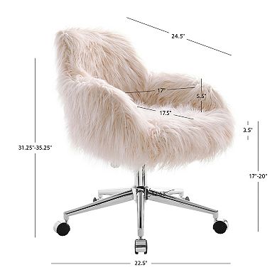 Linon Fiona Faux Fur Office Chair