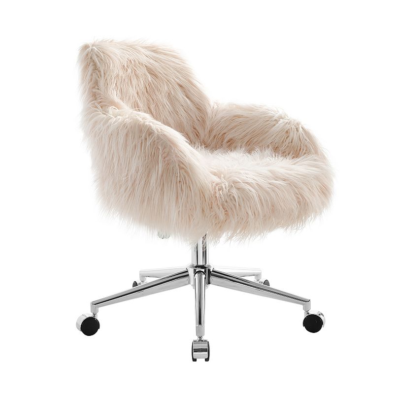 Linon Fiona Faux Fur Office Chair, Pink