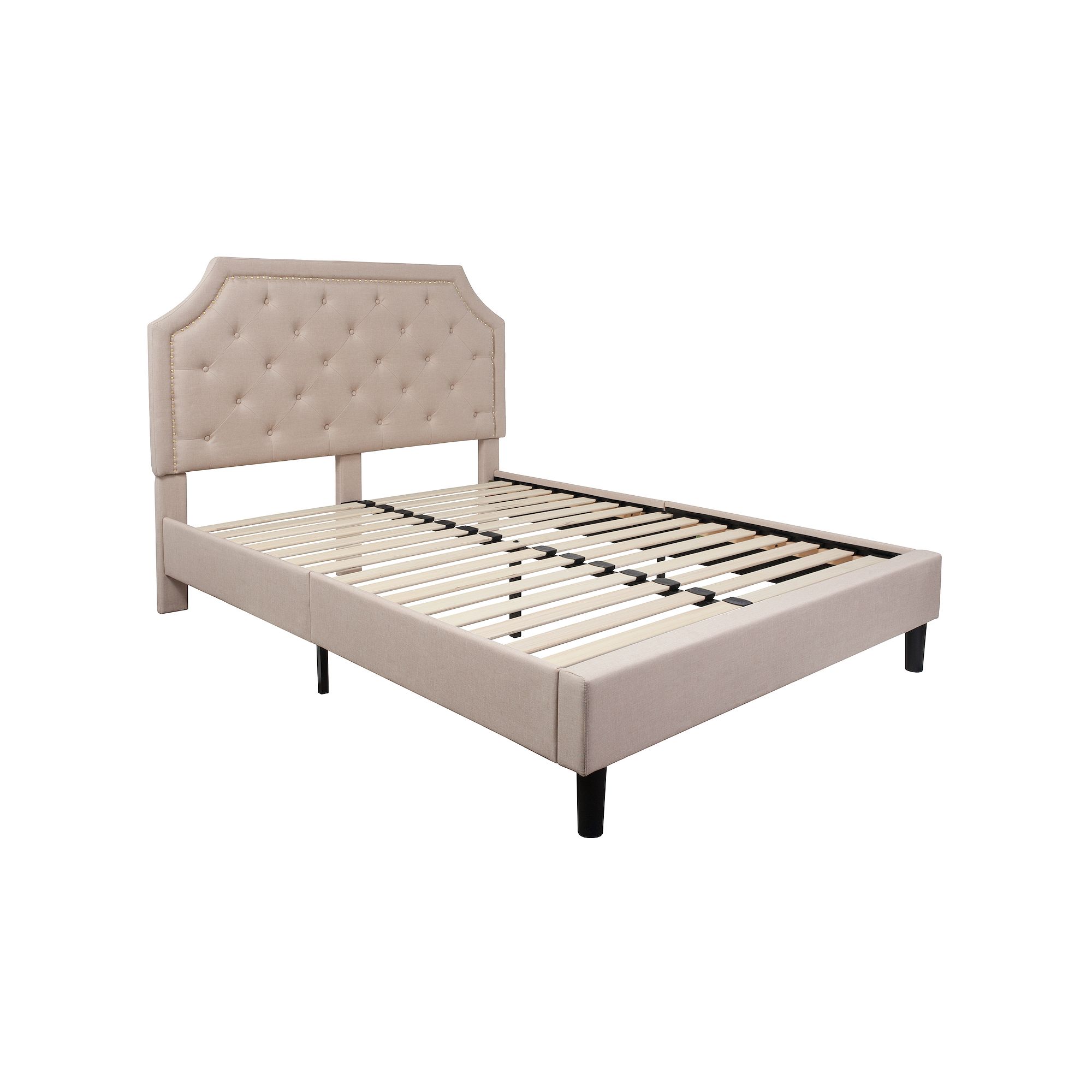 Flash Furniture Brighton Tufted Upholstered Platform Bed, Beige