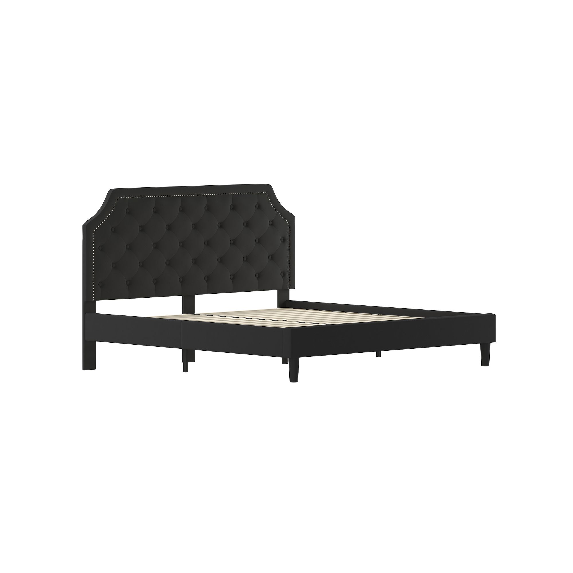 Flash Furniture Brighton Tufted Upholstered Platform Bed, Black