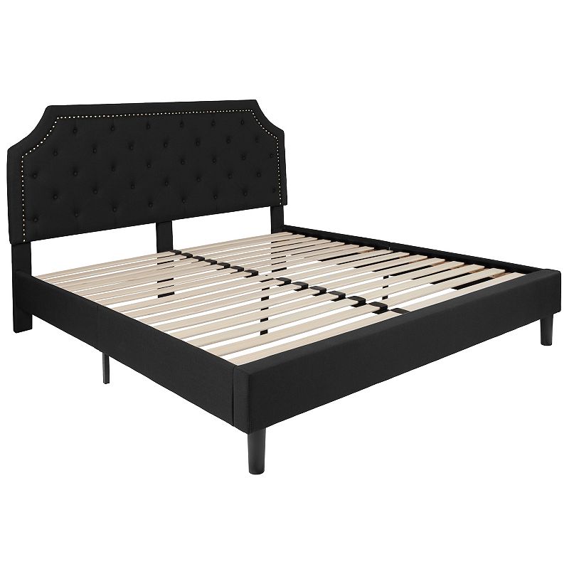 Flash Furniture Brighton Tufted Upholstered Platform Bed, Black, Queen