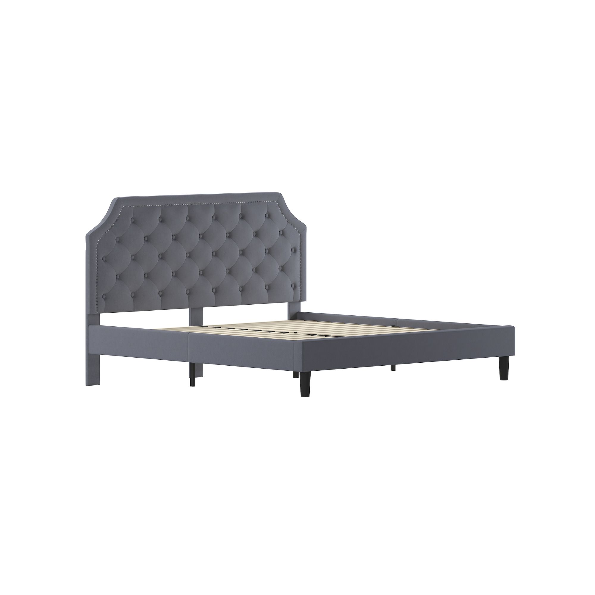 Flash Furniture Brighton Tufted Upholstered Platform Bed, Light Gray