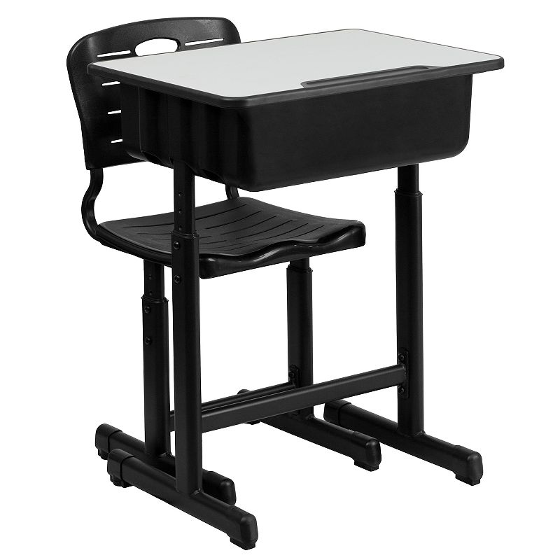 Flash Furniture Adjustable Height Student Desk & Chair 2-piece Set, Black