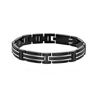 LYNX Men's Black Ion-Plated Stainless Steel Link Bracelet