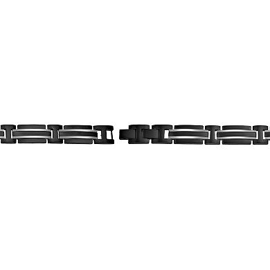 LYNX Men's Black Ion-Plated Stainless Steel Link Bracelet