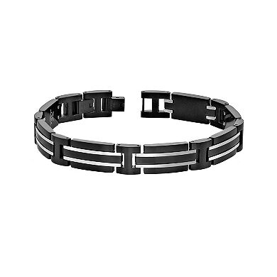 LYNX Men's Black Ion-Plated Stainless Steel Link Bracelet
