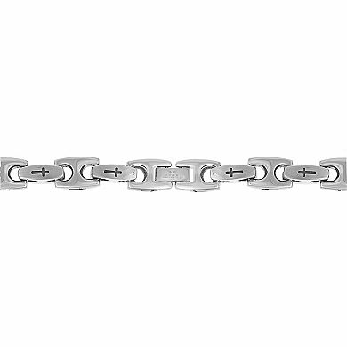 LYNX Men's Stainless Steel Link Cross Bracelet