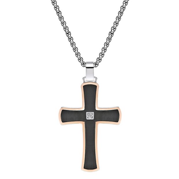 【2plan】23FW★ [MADE] 042 Cross clip chain necklace LYNX Men's Two Tone Stainless Steel Cubic Zirconia Cross