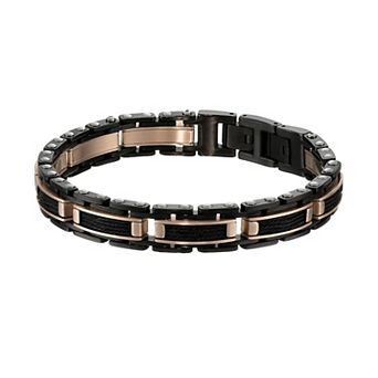 LYNX Men's Two Tone Stainless Steel Cable Link Bracelet